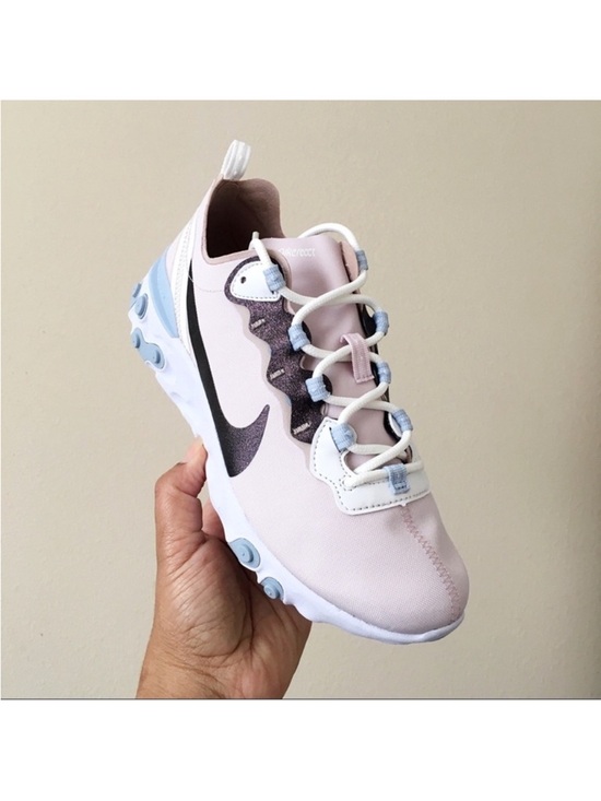Nike React Element 55 SE Sneakers in Pink and Brown with Blue Details - Picture 3 of 16